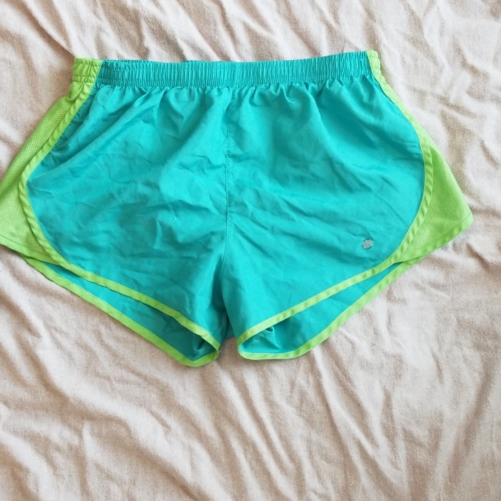 Agua blue shorts with green accents